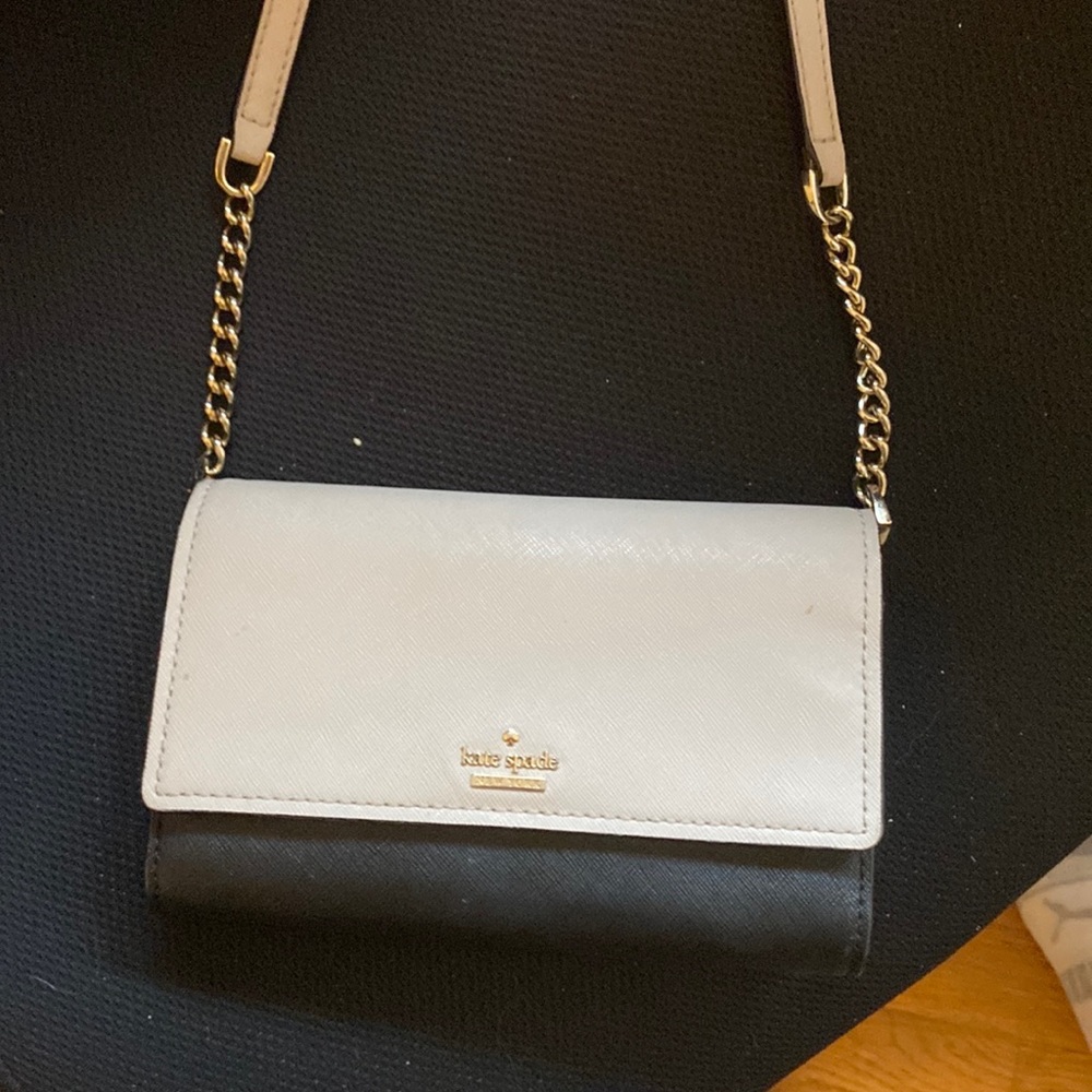 kate spade Two-Tone Black and White Crossbody Wallet on Chain